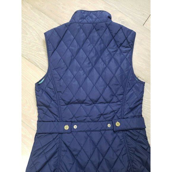 Lilly Pulitzer Getaway Quilted Vest Blue Lightweight Snap Zip Front XS XSmall - Picture 7 of 10
